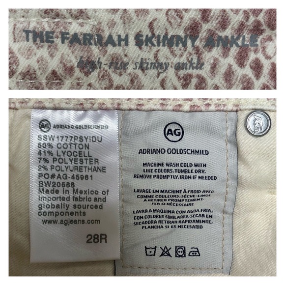 AG Farrah Ivory Python Snake Skinny Jeans NWT - Picture 10 of 15